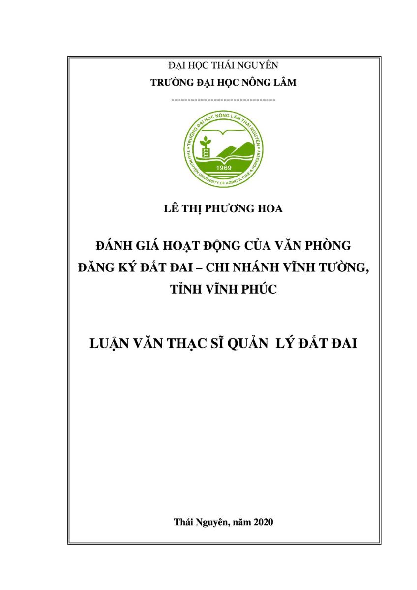 Đánh giá hoạt động của Văn phòng đăng ký đất đai – Chi nhánh Vĩnh Tường, tỉnh Vĩnh Phúc