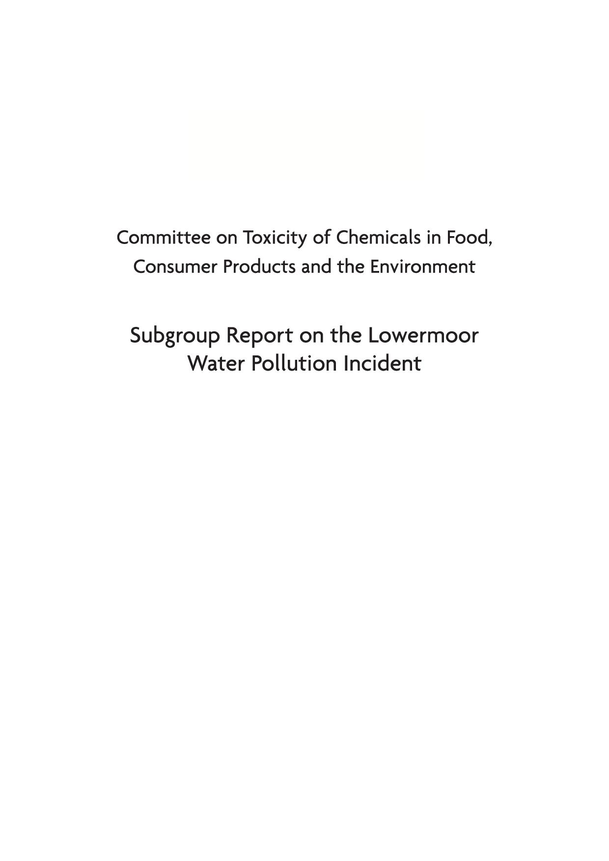 Subgroup report on the lowermoor water pollution incident